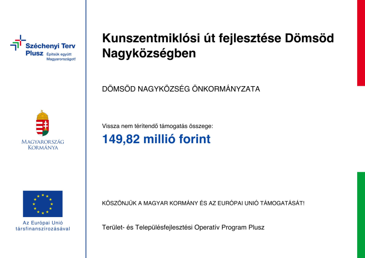 Projekttábla - Kunszentmiklósi út fejlesztése